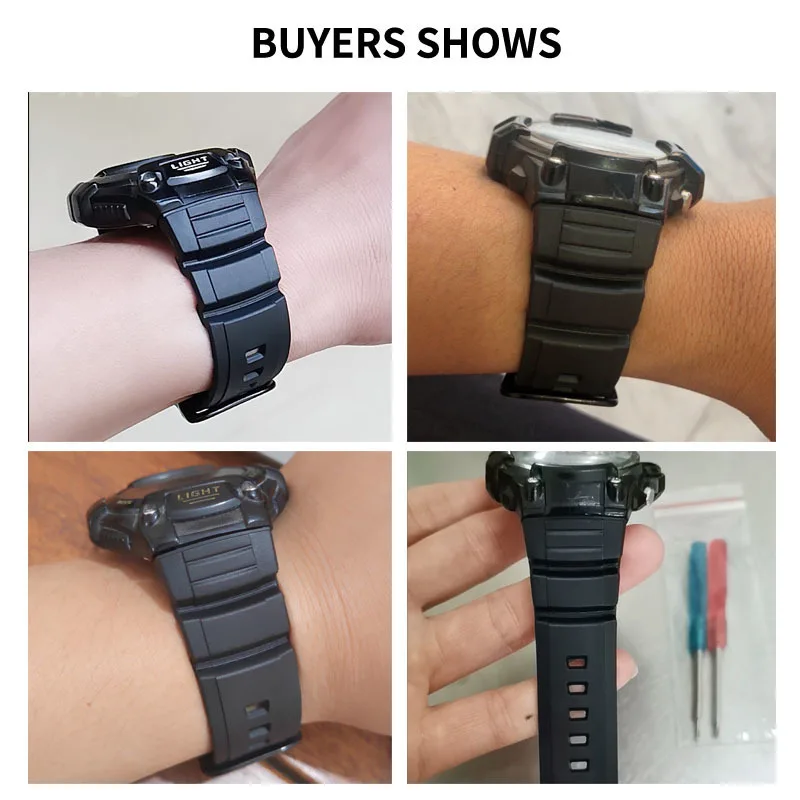 Черный силиконовый ремешок для часов Casio MCW100H/110H/W-S220/HDD-S100/AE2000/2100, выпуклая интерфейсная пряжка, удобный для кожи ремешок