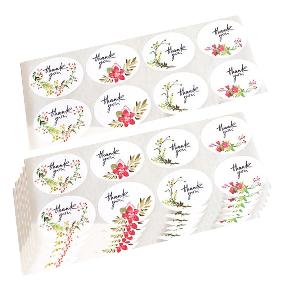 

10 Sheet Lovely Thank You Sticker Labels 12pcs/Sheet Flower Thank You Decals for Packing Sealing Gift Decoration