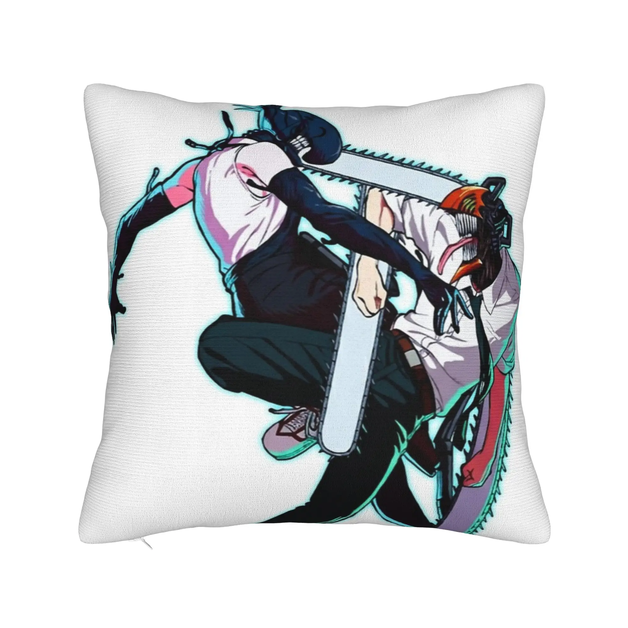 Chainsaw Man Movie Fighting Pillow Cover  Square Cushion Cover Fashion Pillow Case For Sofa Home Decoration