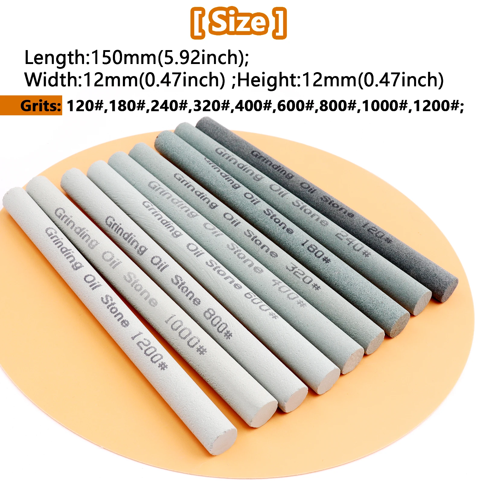 

9Pcs 120-1200 Grit Oil Stone Green Silicon Carbide Sand Rod Abrasive Round Jade Knife Abrasives Whetstone