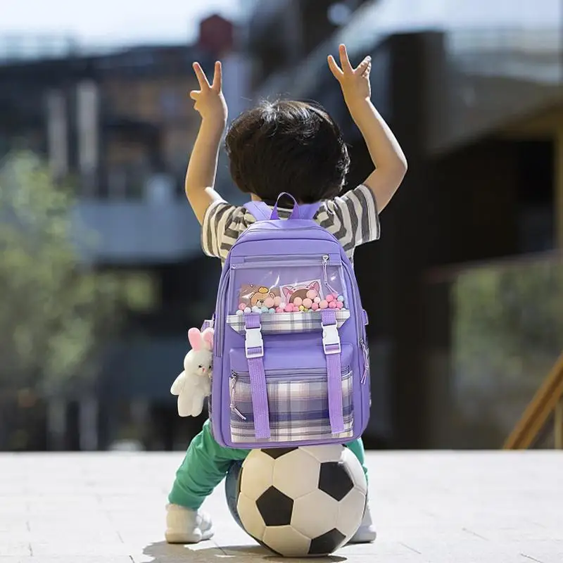 Cute School Backpack Girls Set School Backpack For Kids Pencil Case Tote Bag Schoolbag Backpack With Rabbit Pendant Student Back