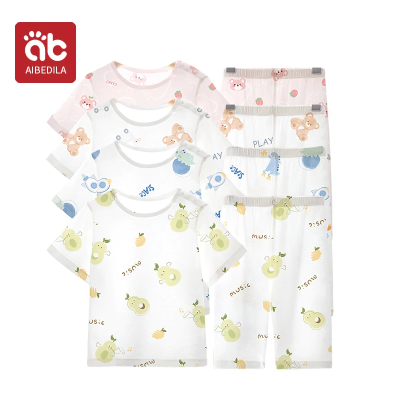 

AIBEDILA Summer Children Home Clothing Pajamas Baby Underwear Set Thin Section Kids Clothes Boys Girls Two-piece Clothe Set