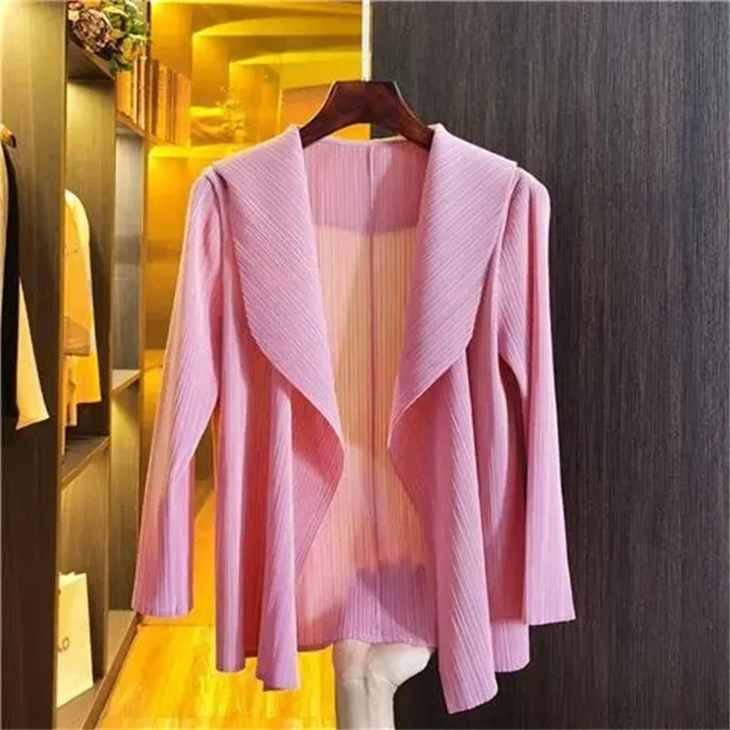 Wrinkled Jacket Spring/Summer New Fashion Temperament Women's Joker Cardigan Slim Top Women's Sunscreen Clothing