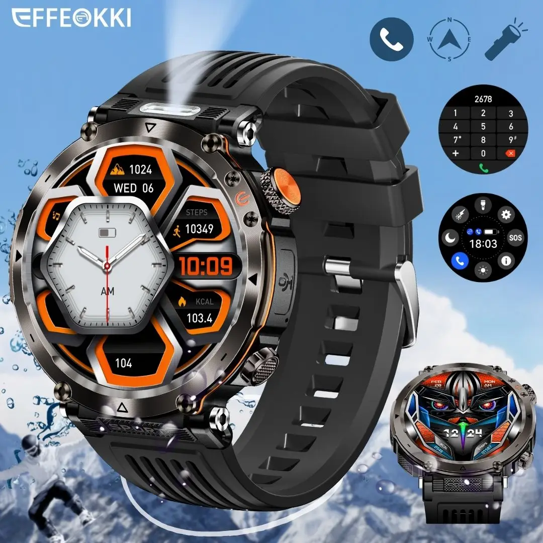 

Smart Watch For Men, Smartwatch With Wireless Calling, LED Lighting, Outdoor Sports Watch With Compass For iPhone&Android Phone