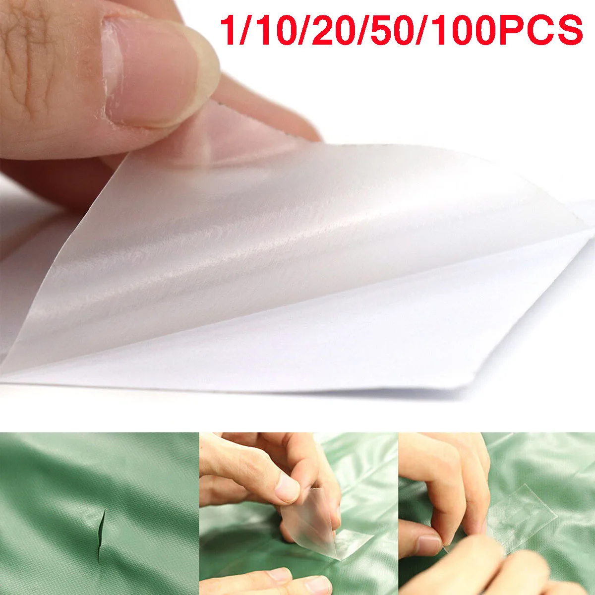 1/10/20/50/100Pc Waterproof Transparent TPU Tent Repair Tape Kit Self Adhesive Vinyl Repair Patch Tape Inflatable Boat Film Tent
