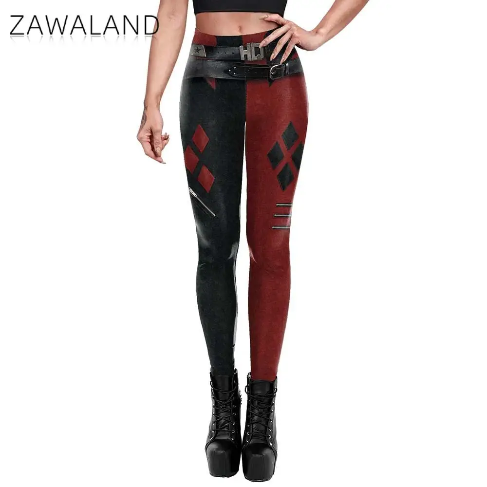 ZAWALAND Leggings for Women Cosplay Harley Quinn Costume Sportswear Gym Sport Pants Female Trousers Fitness Leggings