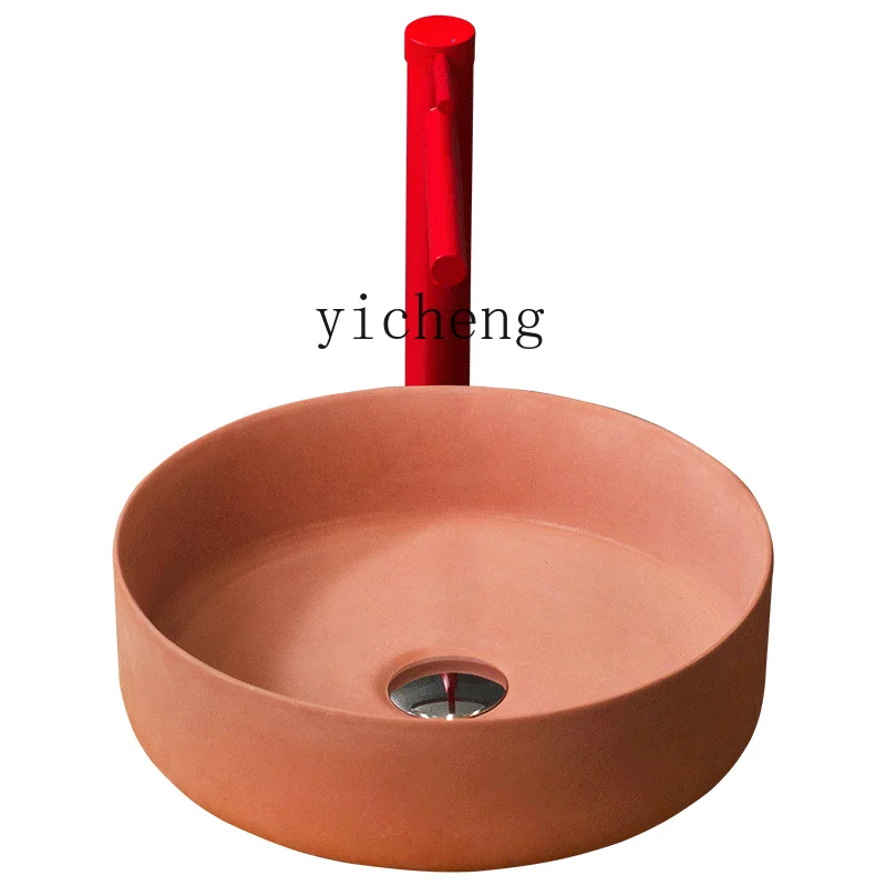 YY Retro Art Wash Basin Table Basin Ultra-Thin Edge Washbasin Cement Pots round