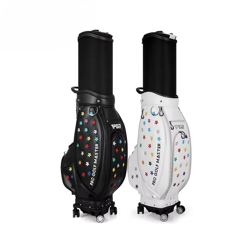 White Nylon Golf Bag with Wheels Custom Korea Style Tour Golf Bag
