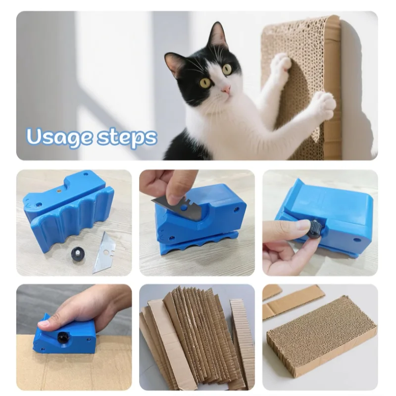 Blue Handheld Cardboard Cutter Tool, DIY Cutting Tool for Making Cat Scratching Pads, Scratch Boards & Cat Beds