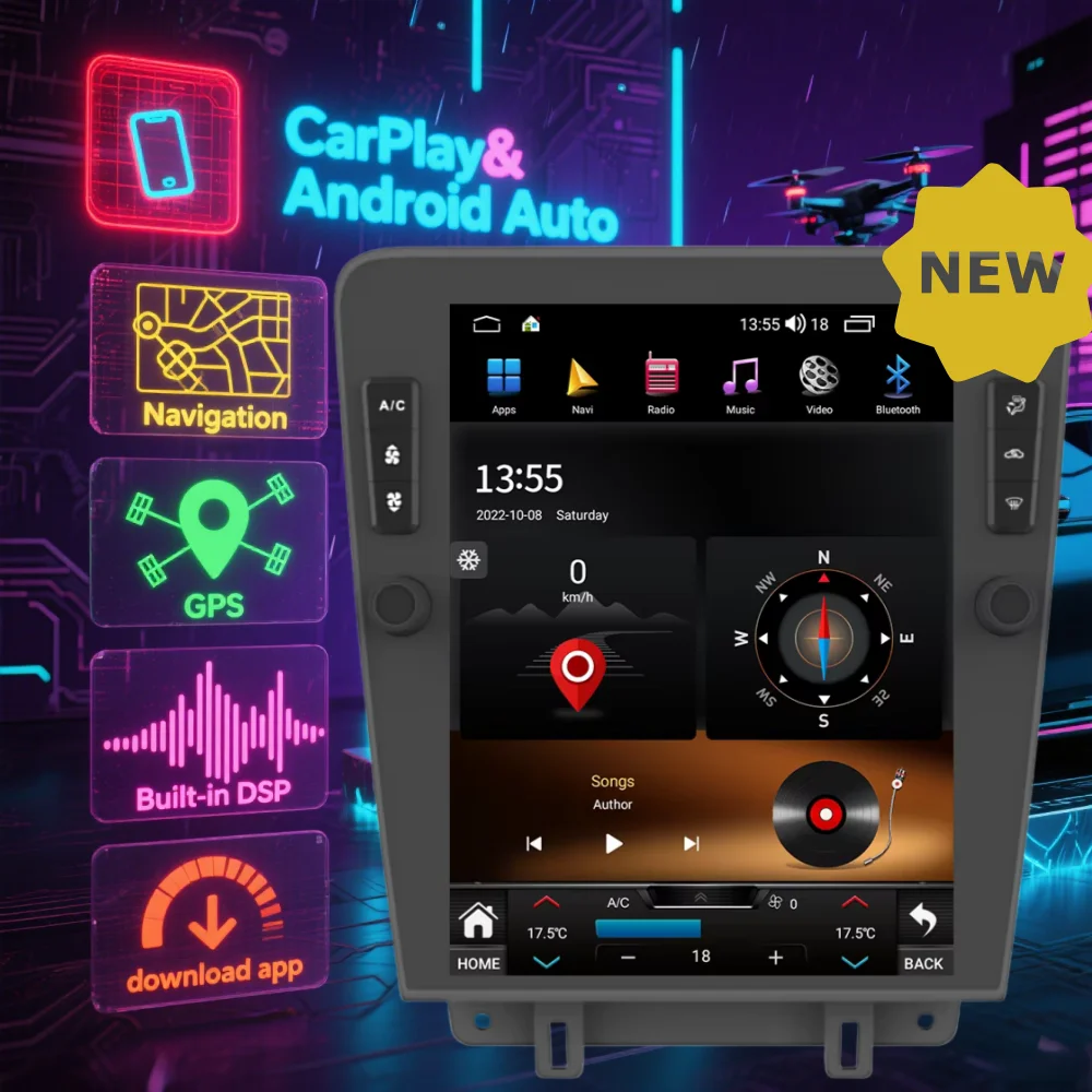 D 12.1 inch LCD Screen Radio For Ford Mustang 2010-2014 GPS Navigation Carplay Android  Multimedia Video Player Stereo Head Unit