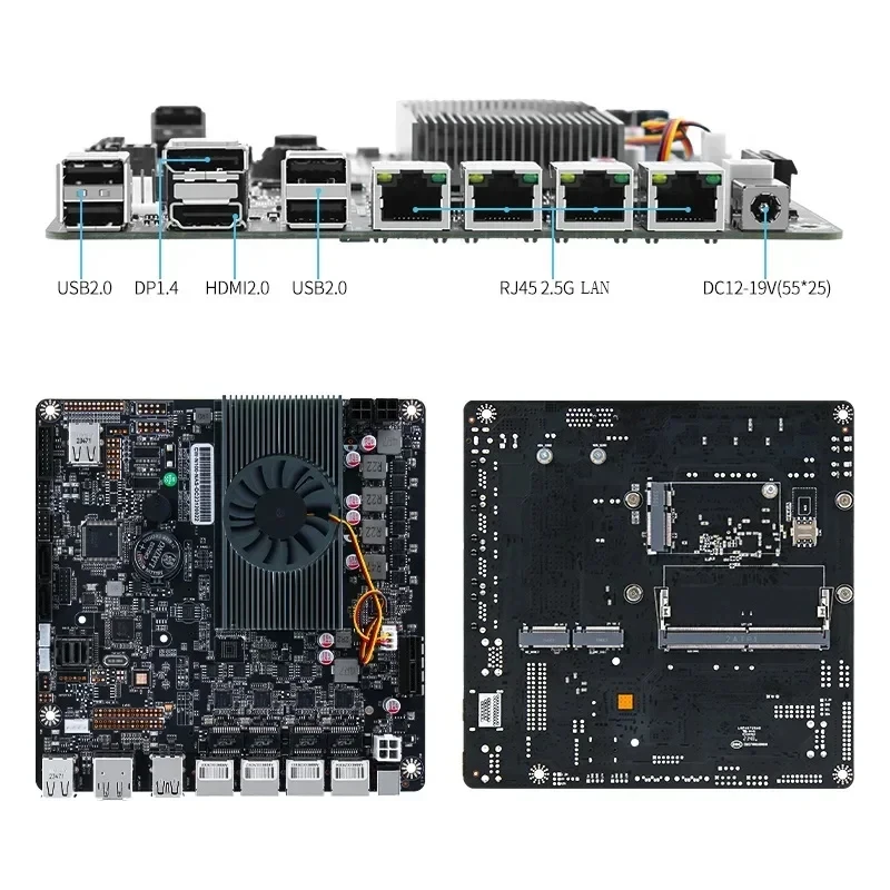 SZBOX NAS Intel N305 N100 NAS اللوحة الأم ITX معالج منزلي DDR5 M.2 4 * I226 2 * NVMe 6 * SATA 3.0 RJ45 2.5G LAN DP HD جهاز توجيه ناعم