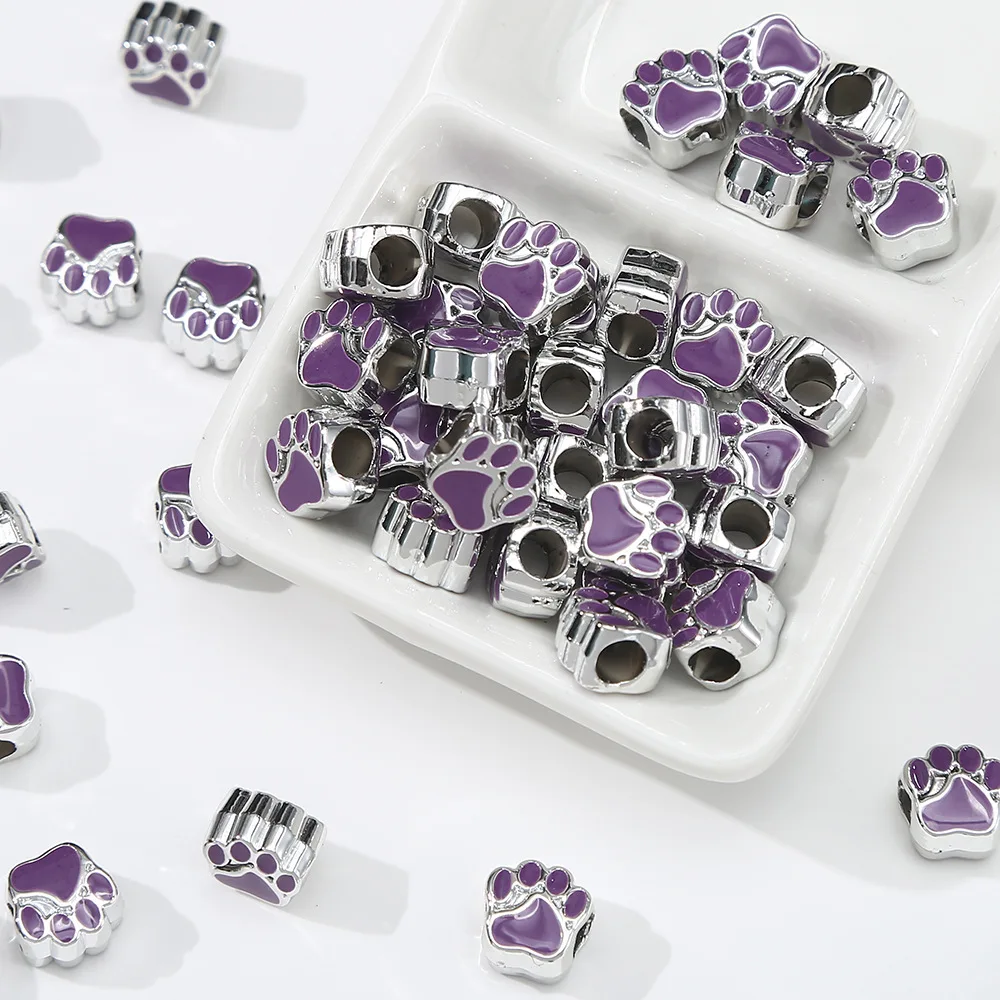 10 stuks 11x7mm Geperforeerde Hond Beer Kat Poot Acryl Druppel Olie Groot Gat Geïsoleerde Kralen Voor voor Sieraden Maken Diy Accessoires - afbeelding 1
