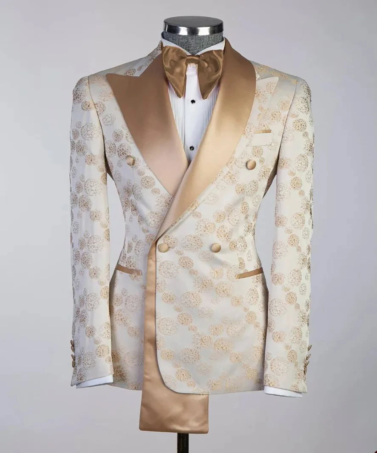 Abiti da uomo da sposa con risvolto con visiera abito da sposo in tessuto Jacquard completo da 2 pezzi Blazer + pantalone su misura