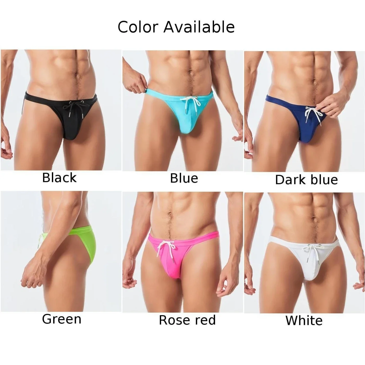 Men\'s Panties Summer Low Rise Swimwear Swim Quick Dry Briefs Low Waist Solid Color Bikini Beachwear Surf Board Breathable Shorts