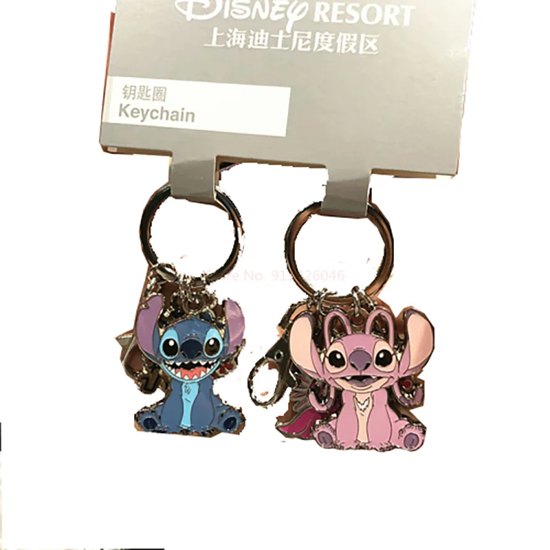 Disney genuine anime Lilo & Stitch cartoon Stitch Angel cute metal keychain pendant kids backpack decoration Christmas present