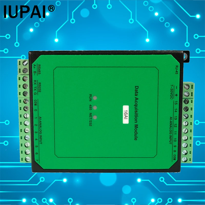 16AI 16-channel Analog Input 0-20mA, 4-20mA, 0-10V Compatible Module 0.1% Precision ADC Acquisition Industrial Controller RS485