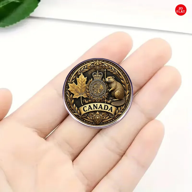 Canada Element Vintage Brooch Stainless Steel Beaver Maple Leaf Crown Lapel Pin Unisex Pin Badges Souvenir Gift Jewelry
