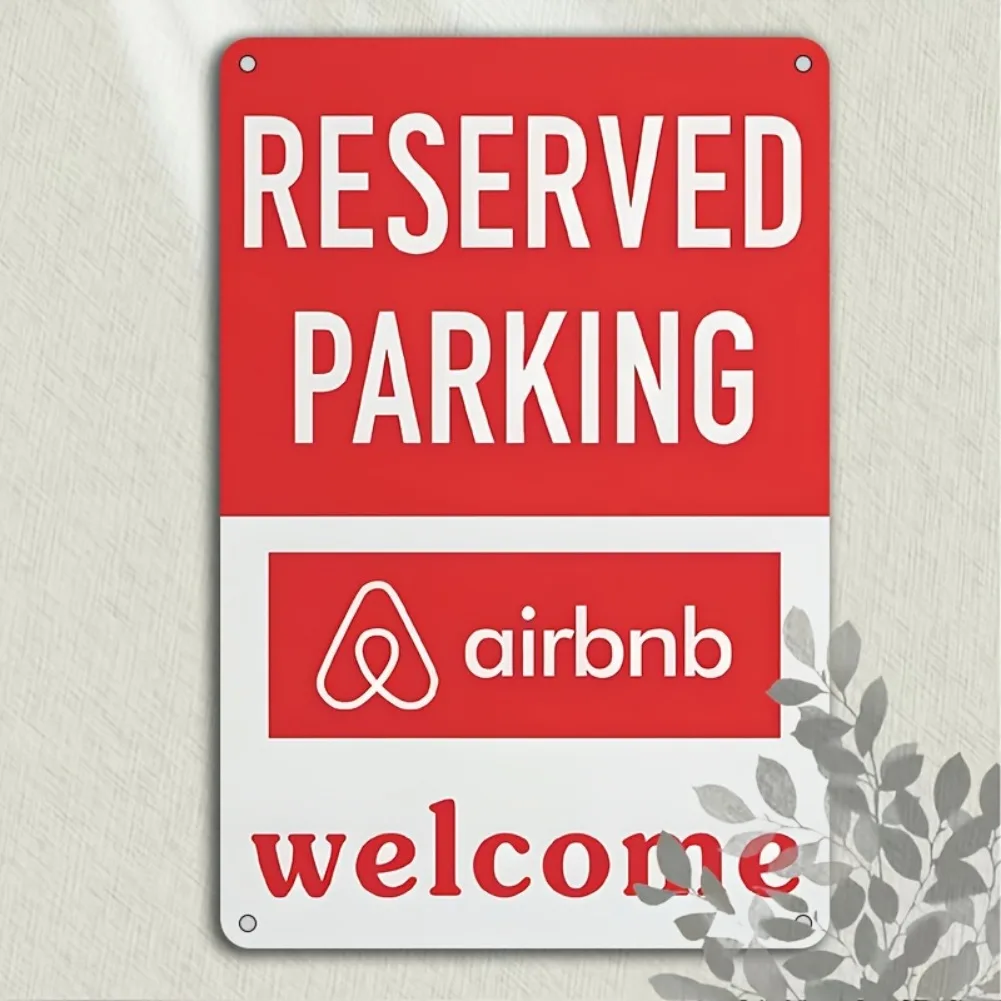Airbnb Reserved Parking Welcome Metal Tin Sign Waterproof Iron Plaque Vacation Rental House Outdoor Wall Warning Decor