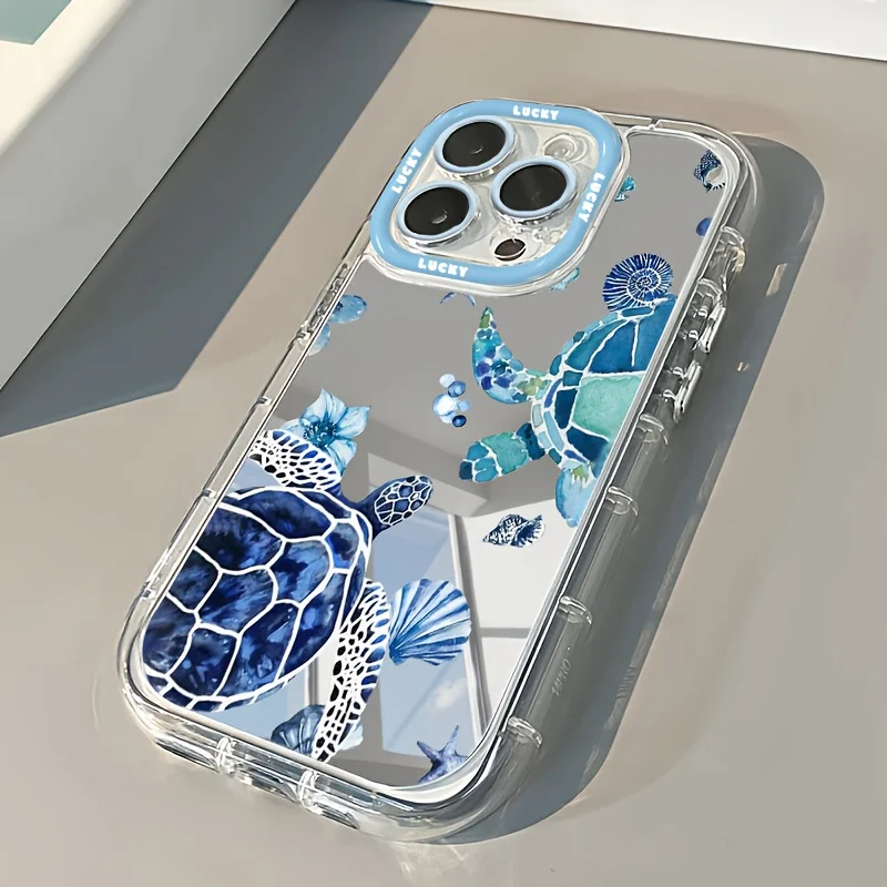 Marine Elements Sea Turtle Jellyfish Mirror Phone Case For iPhone 11 12 13 14 15 16 17 Pro Max 7 8 Plus XR X XS 16E 17E Cover - view 5