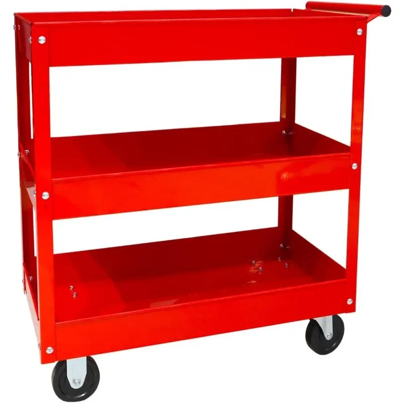 

APTC302B Steel Tool Service Push Cart with 3 Shelves and 200 Lb Capacity, Red