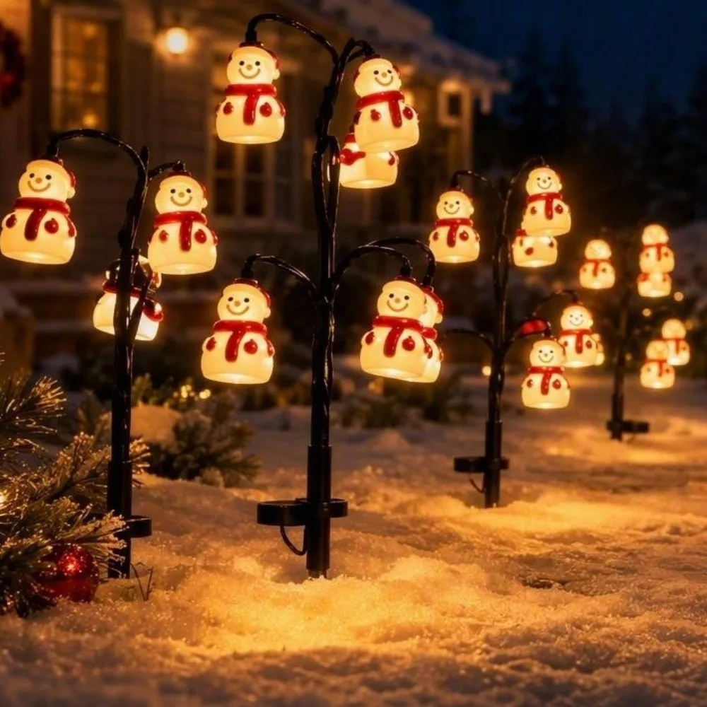 Solar Powered Santa Claus Ground Stake Lights Weatherproof Auto-On Christmas Solar Tree Stake Lights Eco-Friendly PET