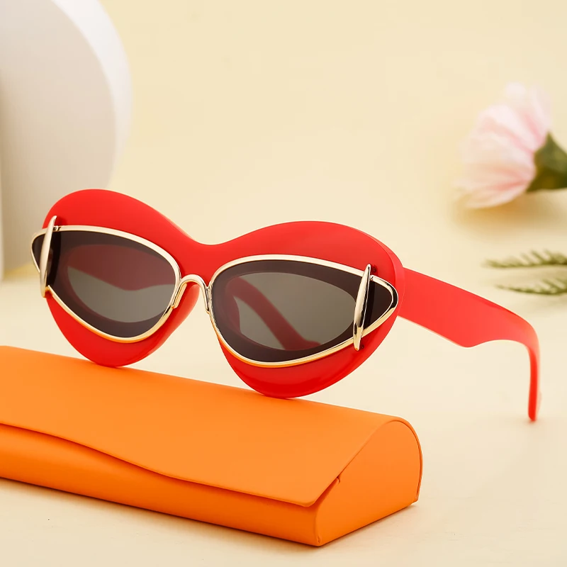 Modische Sexy Cat-Eye Sonnenbrille für Damen 2026 – Luxuriöses Markendesign, neue Doppelrahmen-Sonnenbrille für Damen, Cateye Shades Eyewear – Detail 7