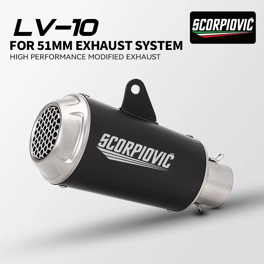 

51MM Motorcycle Muffler Modified LV10 Exhaust Pipe For GSX 250R R3 Z900 BK750 Ninja400 R6 R1 R3 Z400 S1000RR PCX125 XMAX
