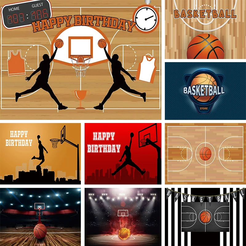 

Backdrop Basketball Birthday Theme Party Decoration Banner for Kids Boy Sports Basketball Court Photo Background for Photography