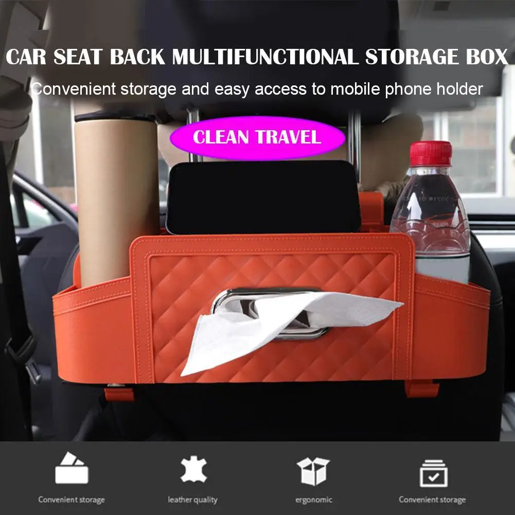 Car Headrest Backseat Organizer Auto Interior Decoration Back Seat Paper Box Multifunctional Back Seat Storage Box Tissue Box