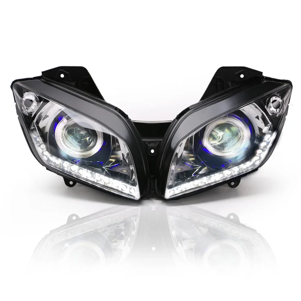 

LED motorcycle Headlight Assembly Bright White Angel Eyes High Low Beam Front Head Light fit For R15 Motorcycle Accessories