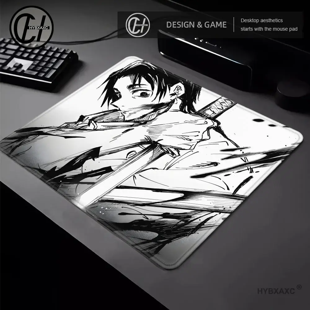 Black and white anime Mouse Pad Manga Kaisen Yuta Okkotsu Laptop Office Jujutsu Rubber Table Pc Gaming HD Printing Non-Slip Mat