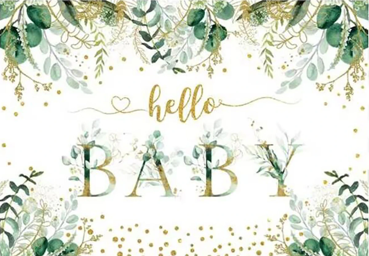 

Greenery Gold Eucalyptus Leaves Gender Neutral Baby 1st Birthday Baby Shower backdrops party photography studio background