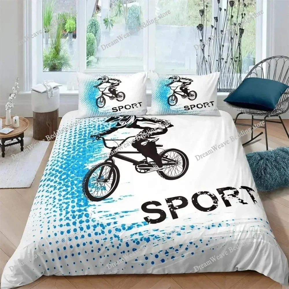 3D Print Microfiber Mountain Bike Bedding Set Duvet Cover Bed Set Quilt Cover Pillowcase Comforter King Queen Size Boys Adult592