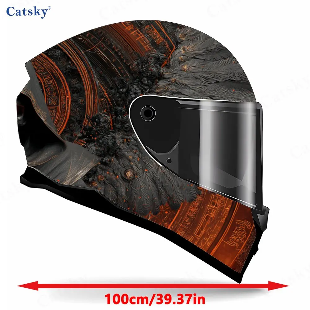 Orange-fog Reaper Print Helmet stickers , PVC Material Multifunctional Helmet Stickers, Scratch-Resistant & Fade-Proof, Easy to