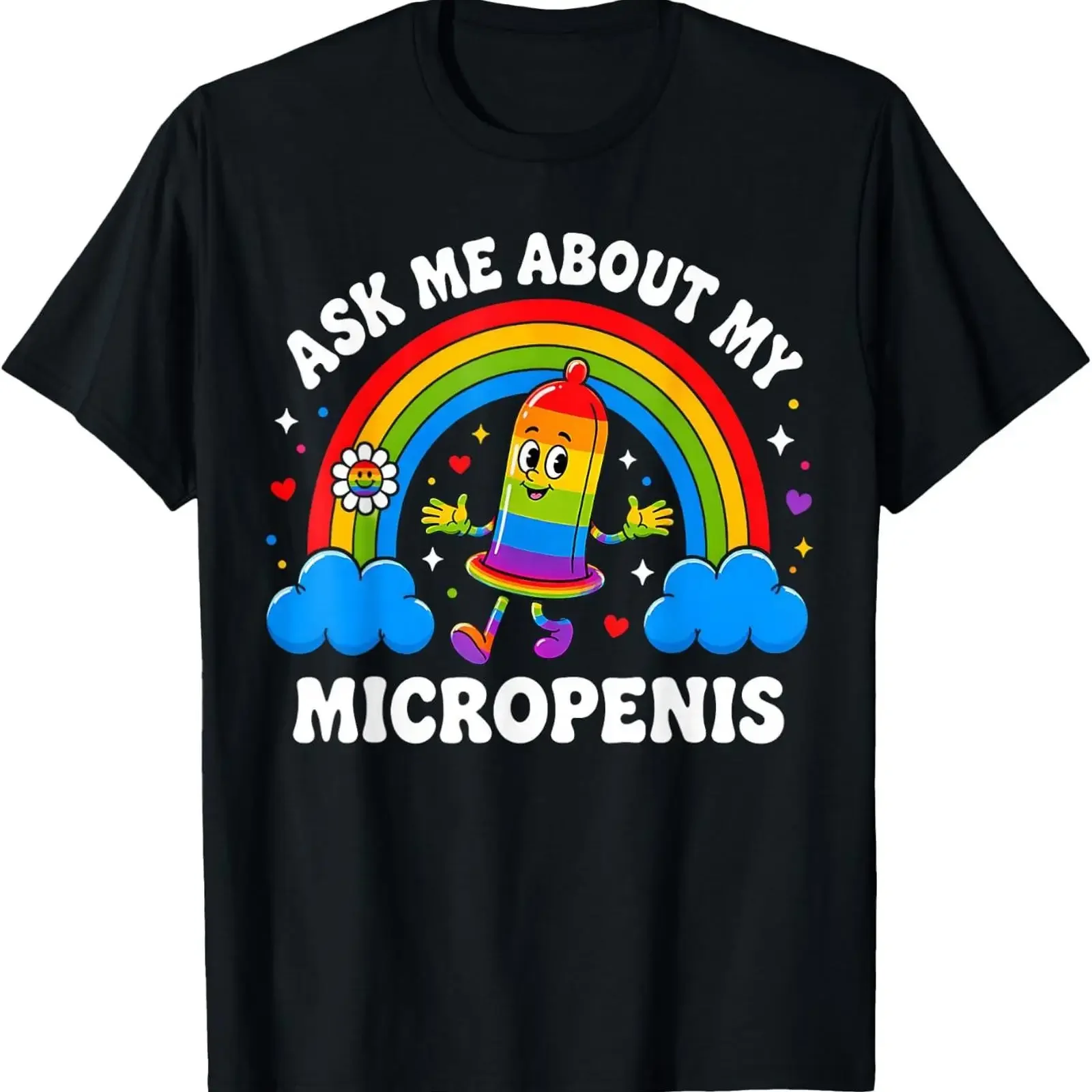 Funny Ask Me About My Micropenis Inappropriate Adult Humor T Shirt vintage Washed Stretched streetwear Breathable