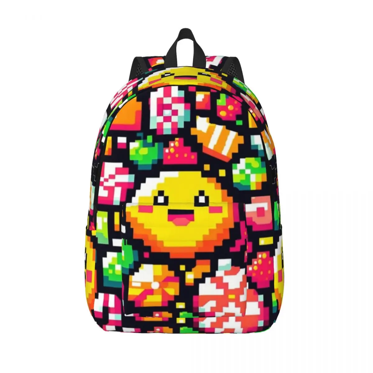 

Candy Crush Pixel Art Backpack Middle High College School Student Bookbag Teens Canvas Daypack Hiking