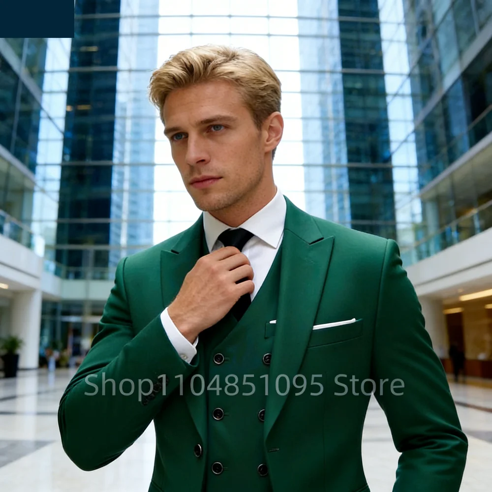 

Однотонные мужские деловые смокинги приталенного кроя для свадьбы, модные костюмы для женихов и шаферов с заостренными лацканами, для танцев и вечеринок, мужские костюмы