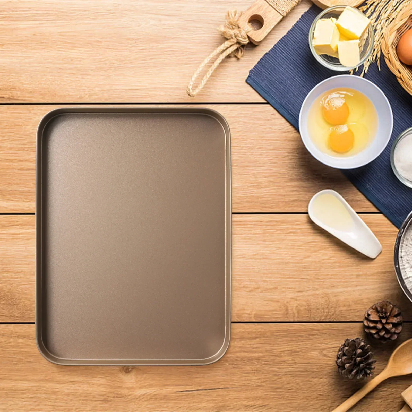 1pcs Baking Pan 24.5x18.5x2.6cm High Temperature Resistance, Fast Heat Conduction Easy To Clean Kitchen Supplies Parts
