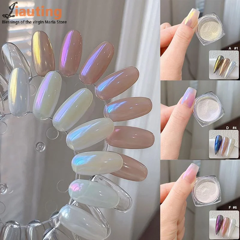 

Moonlight Pearl Magic Mirror Powder Aurora Nail Powder Glitter Dust Chrome Nail Art Decoration Painting Tool Manicure Salon DIY