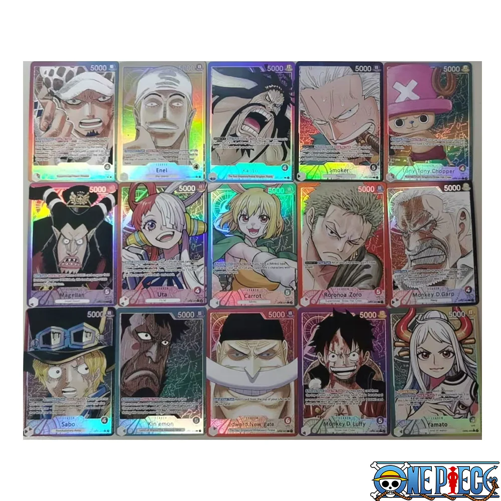 Daboluo Anime One Piece DIY Card Knock Board Game Collectible Cards Four Emperors Luffy Contest 15pcs Game Flashcards