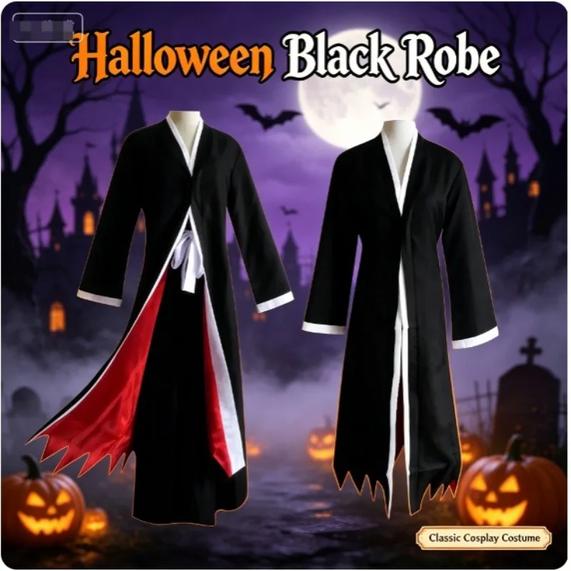 Anime Oriental Japanese Traditional Kimono Samurai Kurosaki Ichigo Cosplay Stage Performance Costumes Robe Gown Adult for Men