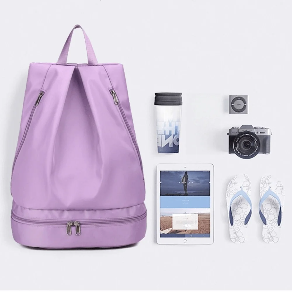 Wet Dry Separation Fitness Bag Foldable Waterproof Travel Handbag Large Capacity Shoe Compartment Swimming Backpack Climbing