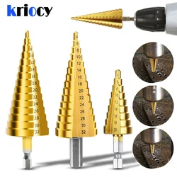 HSS Drill Bit Titanium Coated Step Drill Wood Set Power Tools for Metal High Speed Steel Hole Cutter Step Cone Center Drills