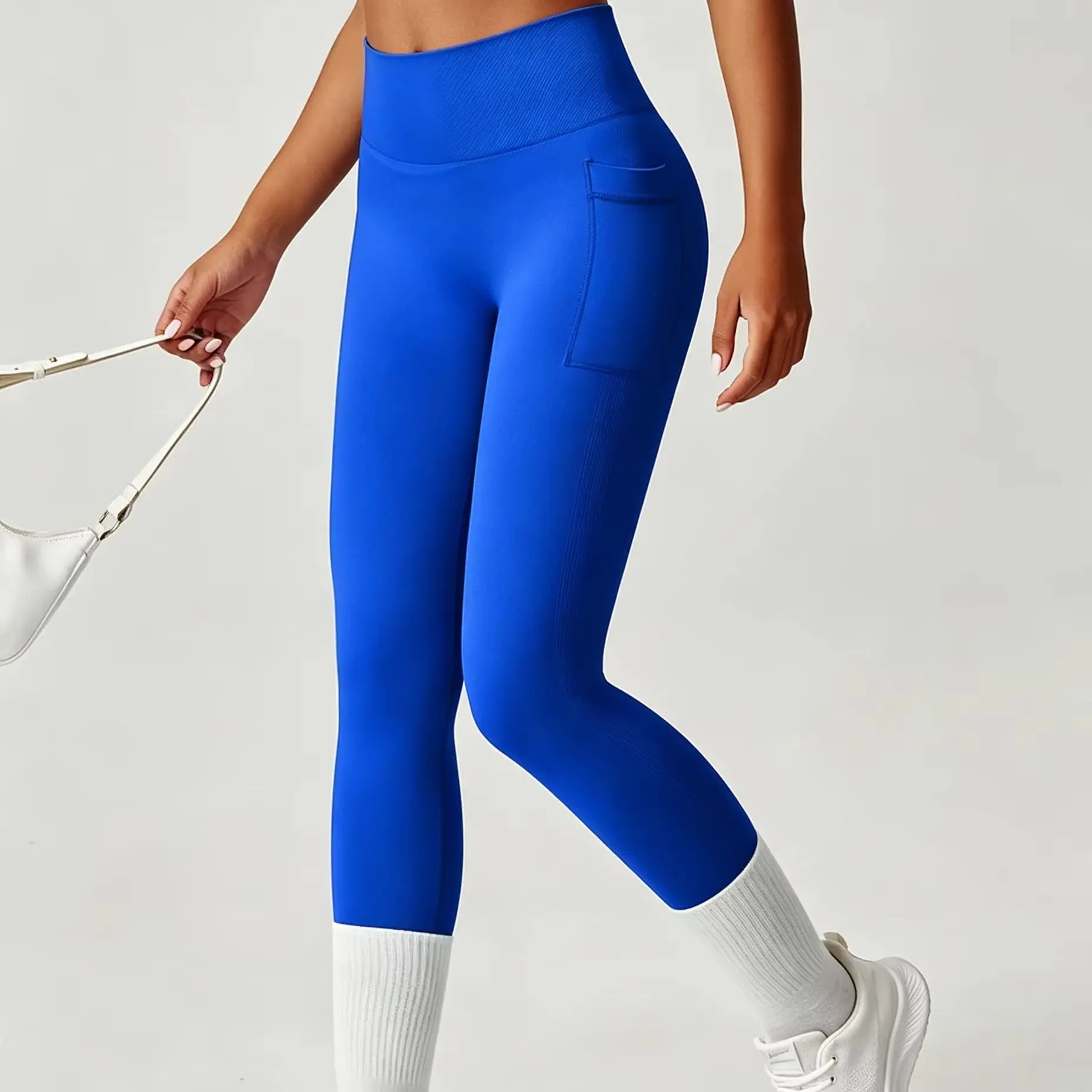 Women's High Waist Capri Yoga Leggings with Side Pockets Tummy Control Butt Lift Workout Gym Athletic Fitness Pants