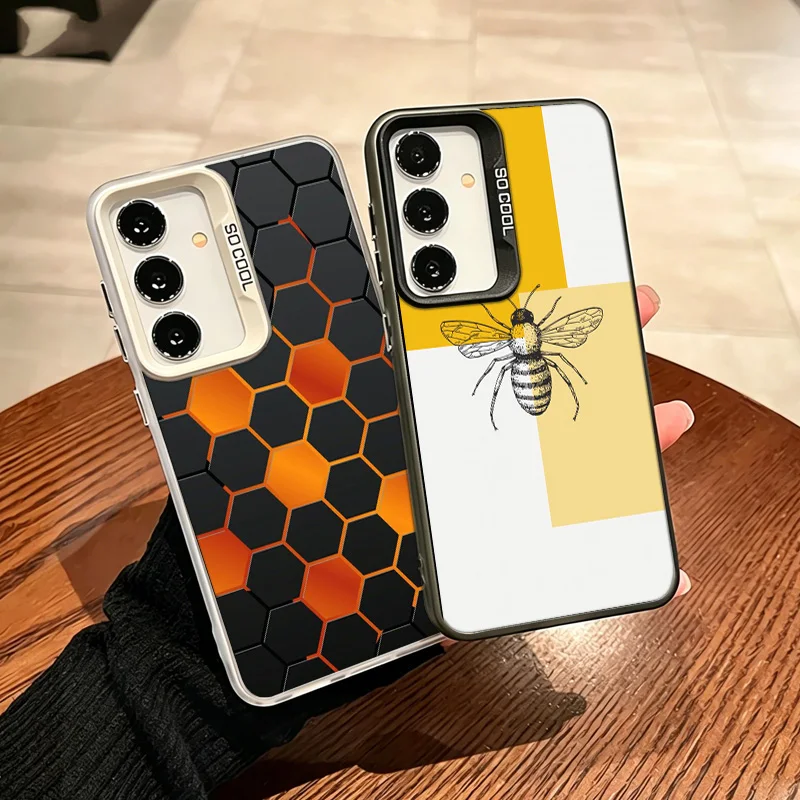 Golden Honeycomb Honey Bee Phone Case for Samsung A12 A13 A14 A22 A23 A24 A32 A33 A34 A54 A53 A52S Galaxy A02S A03S Core A04E A0