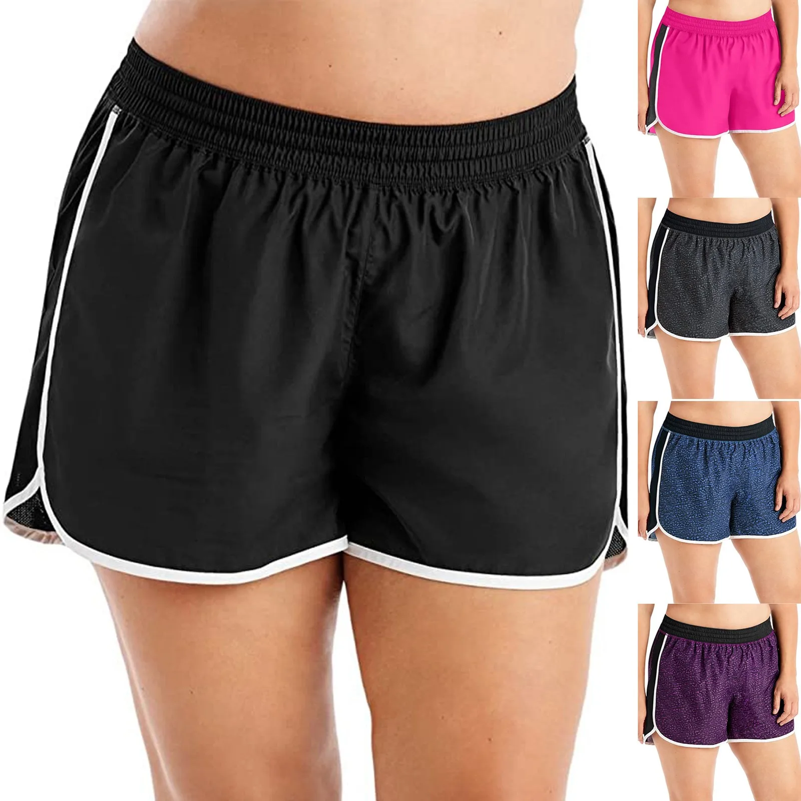 Elastic Waist Shorts Casual Waist Women Sport Running Shorts Women Summer Bottoms Active Workout Loose Fit Clothing Bottoms T1