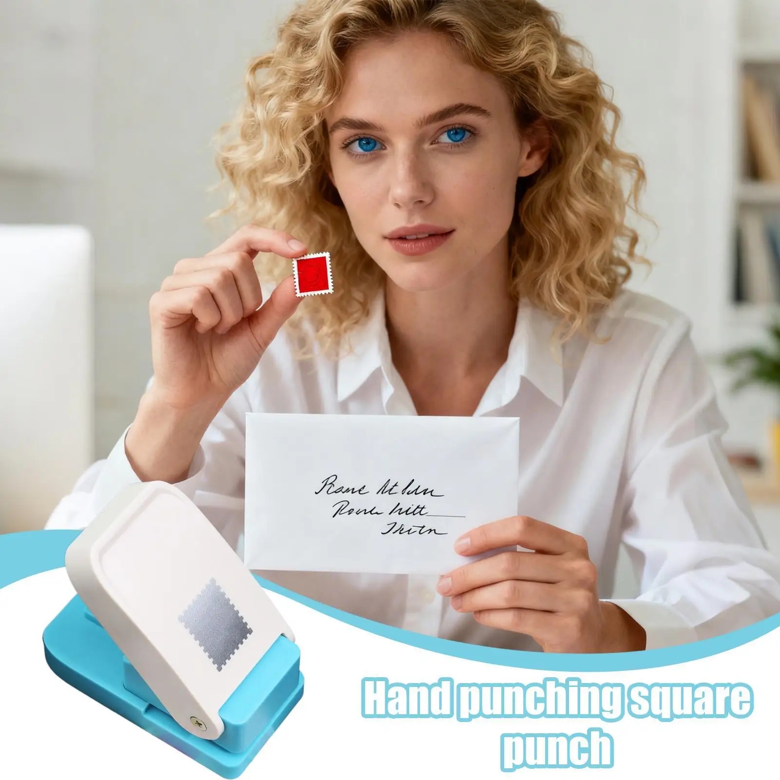 Square Puncher Portable Multifunctional Heavy Duty Scrapbooking Square Stamp Puncher for Cardboard Scrapbook Postage Envelope