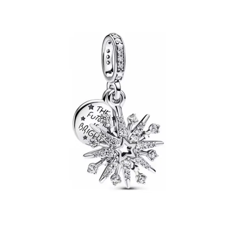 New Original 925 Sterling Silver Bule Bead Glitter Christmas Tree Charm Bird Fit Bracelet Necklace Women Diy Jewelry For Gift