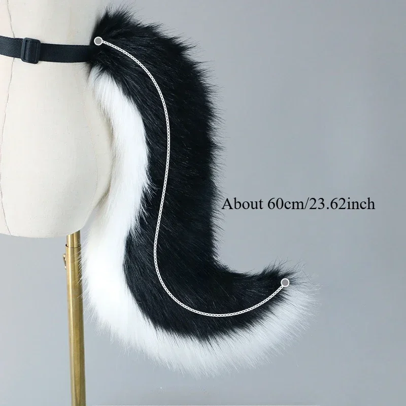 수제 모피 늑대 꼬리 소녀 플러시 코스프레 액세서리 가짜 모피 늑대 꼬리 로리타 코스프레 동물 꼬리 할로윈 파티 어린이 선물