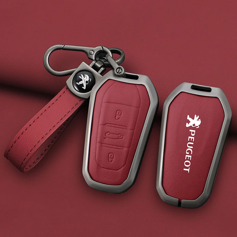 

For Peugeot 208 308 408 508 2008 4008 5008 3008 Fashion Leather Car Key Case Cover Shell Holder Protector Key Bag Accessories
